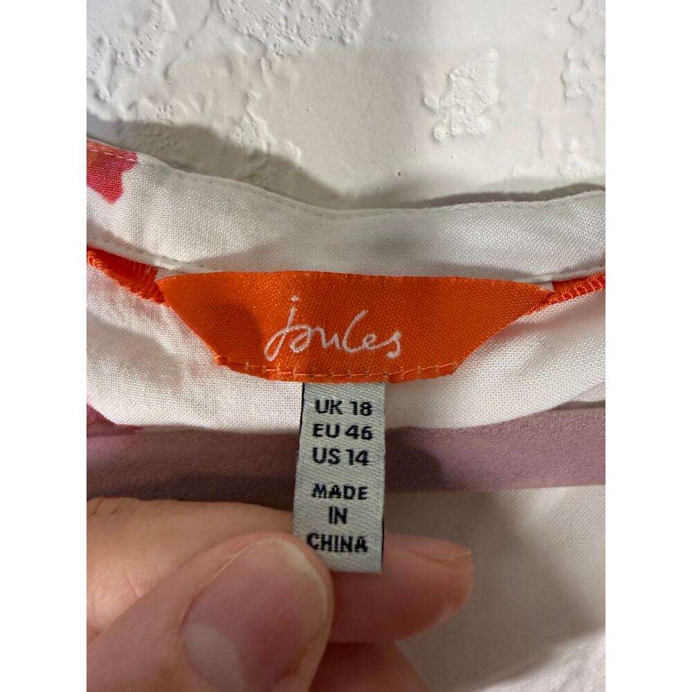 NWOT Joules White Floral Viscose Tunic Blouse Long Sleeve US 14 - Picture 3 of 11